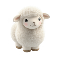 A cute and fluffy sheep figurine with a charming smile and soft texture. png