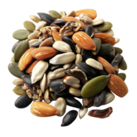 A variety of nutritious nuts and seeds arranged in a colorful pile. png