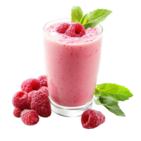 Delicious raspberry smoothie garnished with fresh mint leaves. png