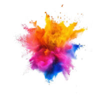 Vibrant explosion of colorful powder creating an artistic and dynamic effect. png
