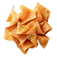 Crispy golden wontons piled high, perfect for snacking or as a crunchy appetizer. png