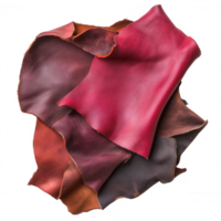 Various colors of leather scraps showcasing texture and versatility. png