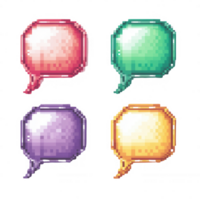 Colorful pixel speech bubbles for creative communication and design projects. png