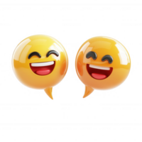 Two cheerful emoji characters sharing smiles and joy in a playful conversation. png