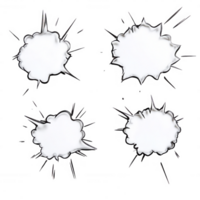 Four unique paint splashes in different shapes and sizes for creative design projects. png
