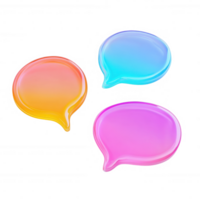 Colorful speech bubbles symbolizing communication and conversation in digital design. png