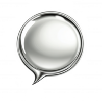 Modern metal speech bubble design for communication and dialogue representation. png