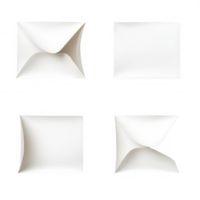 Four artistic views of blank paper envelopes for creative design projects. png