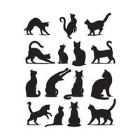 set of cat icons isolated on white background vector
