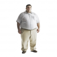 Portrait of a plus-sized man standing confidently in a simple attire. png