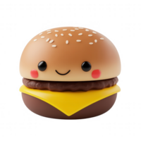 Cute and playful hamburger character with a cheerful smile and vibrant colors. png