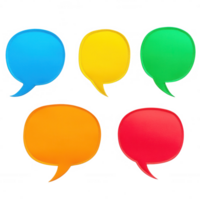 Colorful speech bubbles for communication, conversation, and social interaction concepts. png