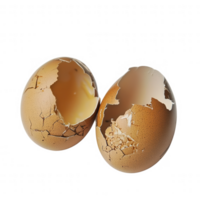 Two cracked eggshells, symbolizing new beginnings and culinary potential. png