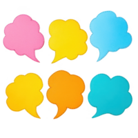 Colorful speech bubbles for creative communication and expression in design. png