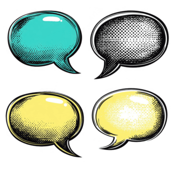 bunt Rede Luftblasen zum Grafik Design und Kommunikation Projekte. png