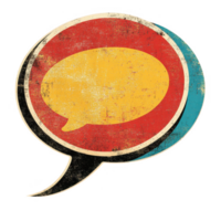 Vintage-style speech bubble graphic for creative communication and design projects. png