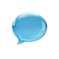 A modern blue speech bubble graphic symbolizing communication and dialogue. png