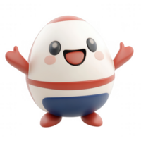 A cheerful cartoon egg character with expressive eyes and a friendly smile. png
