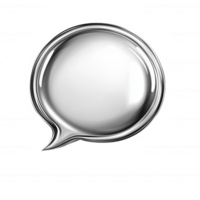 A glossy, metallic speech bubble ideal for dialogue and communication themes. png
