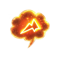 A vibrant, glowing speech bubble with a lightning bolt, representing energy and creativity. png
