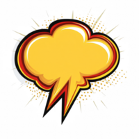 Colorful comic book style speech bubble with dynamic explosion effects. png