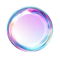A vibrant and colorful bubble with a reflective surface and soft gradient background. png