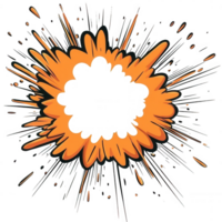 An explosive graphic design with vibrant orange splatters and dynamic shapes. png