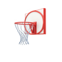 A red basketball hoop with net, ideal for sports and recreational activities. png