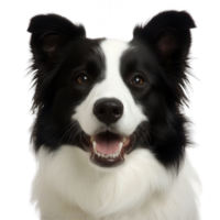 A joyful border collie with expressive eyes and a friendly smile. png