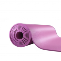 Colorful yoga mat rolled up, ideal for fitness and relaxation practices. png