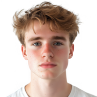 A young man with natural features and a neutral expression, ideal for diverse uses. png