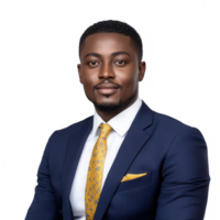 Professional portrait of a confident businessman in a suit with a smile. png