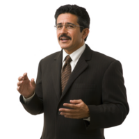 Professional man discussing ideas with confidence and enthusiasm in a business setting. png