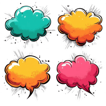 bunt Rede Luftblasen im Pop-Art Stil zum kreativ Kommunikation Entwürfe. png