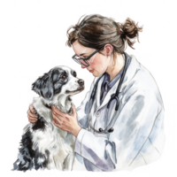 A veterinarian caring for a dog, showcasing compassion and professional dedication. png