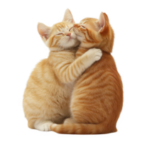 Two affectionate kittens cuddling together in a heartwarming pose. png