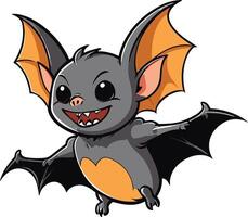 Cute cartoon bat flying happily with playful expression vector