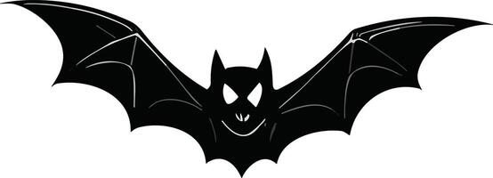 Dark bat silhouette with striking features and extended wings vector