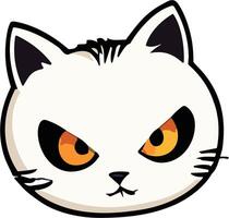 Cartoon cat head with intense eyes and sharp features vector