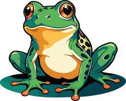Colorful frog sitting on a flat surface with bright eyes vector