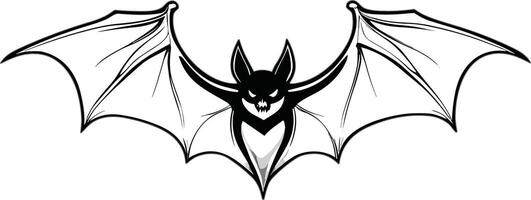 Dark bat illustration with intricate wing design and fierce expression vector