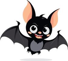 Cute cartoon bat character with big ears and playful expression vector
