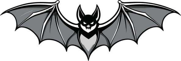 Artistic illustration of a bat with a skull design and dark tones vector