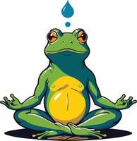 Frog in meditation pose symbolizes calmness and inner peace vector