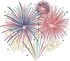 Fireworks display with colorful bursts and sparkles in night sky vector