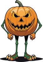 Halloween pumpkin character with menacing expression and claws vector