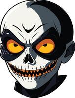 Cartoon skull character with vibrant colors and menacing expression vector