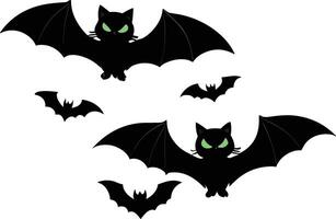Black cats and bats flying together in a whimsical design vector