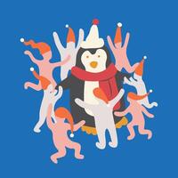 Postcard with penguin vector