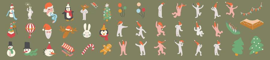 big Christmas and New Year elements set vector